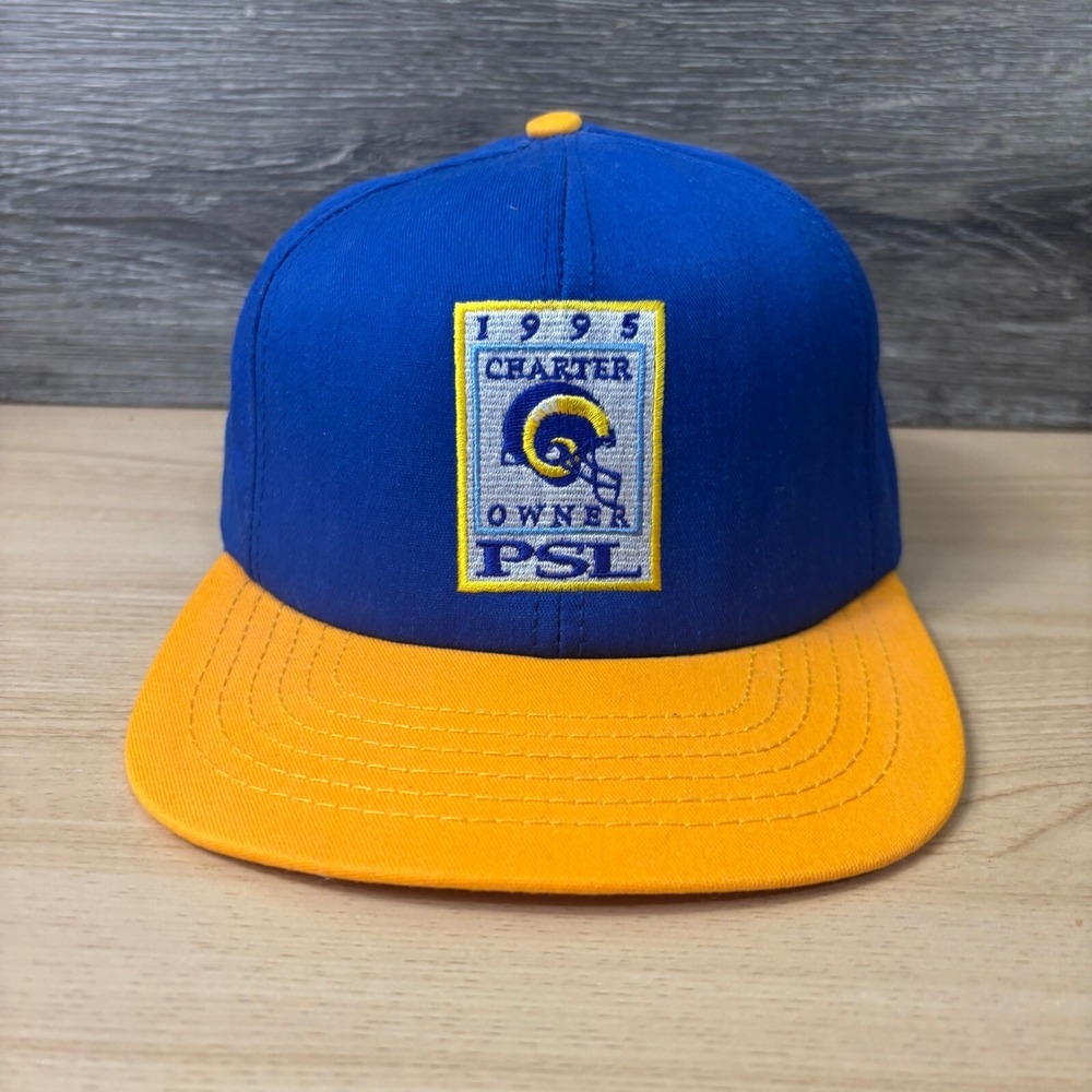 Vintage St Louis Rams Hat Cap Strap Back Blue‎ Helmet Embroidered Charter Owner